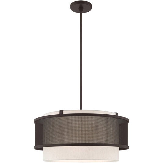 Livex Lighting Braddock Collection 4 Lt Bronze Pendant Chandelier in Bronze 41205-07