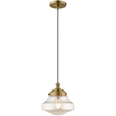 Livex Lighting Art Glass Mini Pendants Collection 1 Lt Antique Brass Mini Pendant in Antique Brass 41223-01