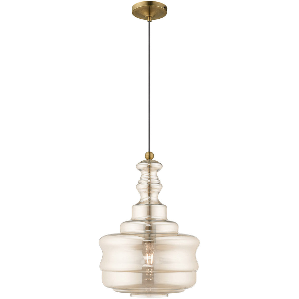 Livex Lighting Art Glass Mini Pendants Collection 1 Lt Antique Brass Mini Pendant in Antique Brass 41225-01