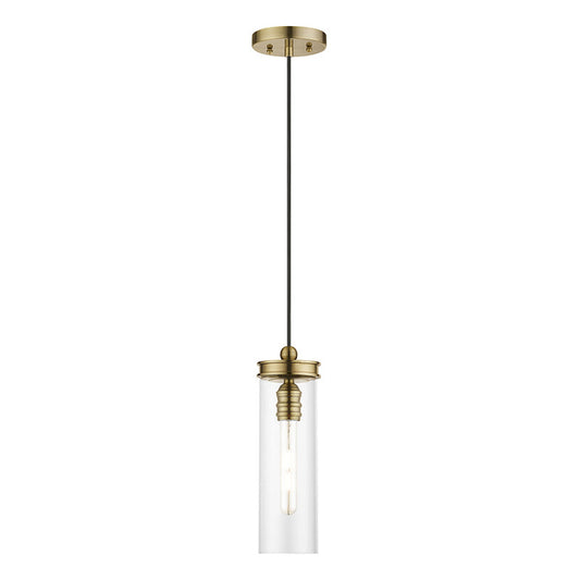 Livex Lighting Devoe Collection  1 Light Antique Brass Mini Pendant in Antique Brass 41236-01