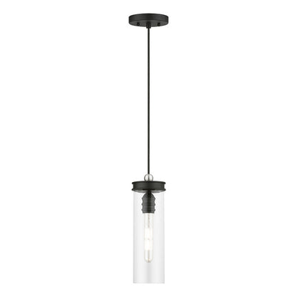 Livex Lighting Devoe Collection  1 Light Black with Brushed Nickel Accent Mini Pendant in Black with Brushed Nickel Accent 41236-04