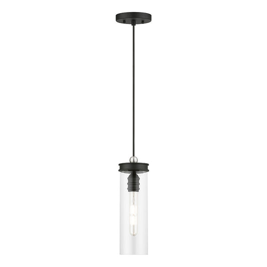 Livex Lighting Devoe Collection  1 Light Black with Brushed Nickel Accent Mini Pendant in Black with Brushed Nickel Accent 41236-04