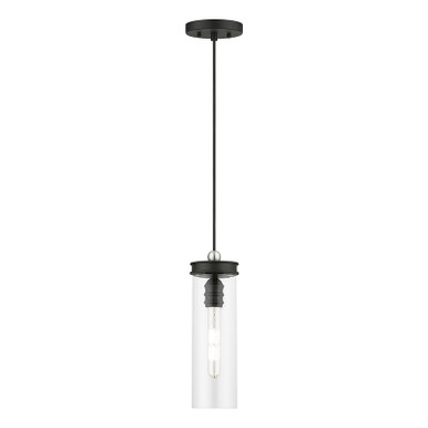 Livex Lighting Devoe Collection  1 Light Black with Brushed Nickel Accent Mini Pendant in Black with Brushed Nickel Accent 41236-04