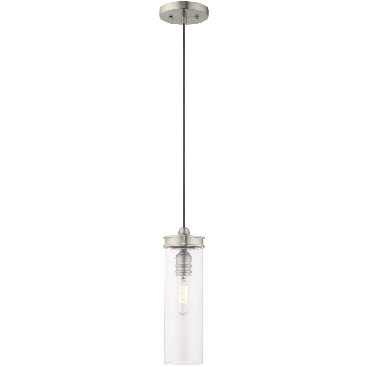 Livex Lighting Art Glass Mini Pendants Collection 1 Lt Brushed Nickel Mini Pendant in Brushed Nickel 41236-91