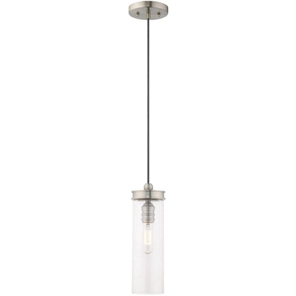 Livex Lighting Art Glass Mini Pendants Collection 1 Lt Brushed Nickel Mini Pendant in Brushed Nickel 41236-91