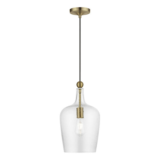 Livex Lighting Avery Collection  1 Light Antique Brass Single Pendant in Antique Brass 41237-01