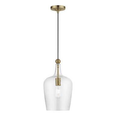 Livex Lighting Avery Collection  1 Light Antique Brass Single Pendant in Antique Brass 41237-01