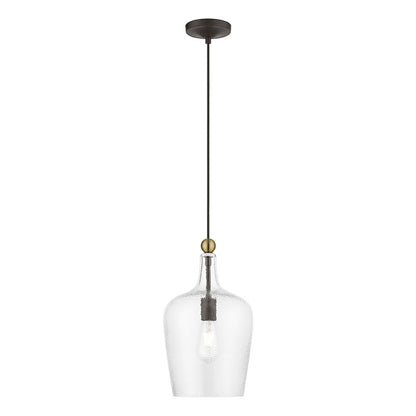 Livex Lighting Avery Collection  1 Light Bronze with Antique Brass Accent Single Pendant in Bronze with Antique Brass Accent 41237-07