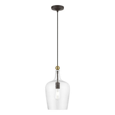 Livex Lighting Avery Collection  1 Light Bronze with Antique Brass Accent Single Pendant in Bronze with Antique Brass Accent 41237-07