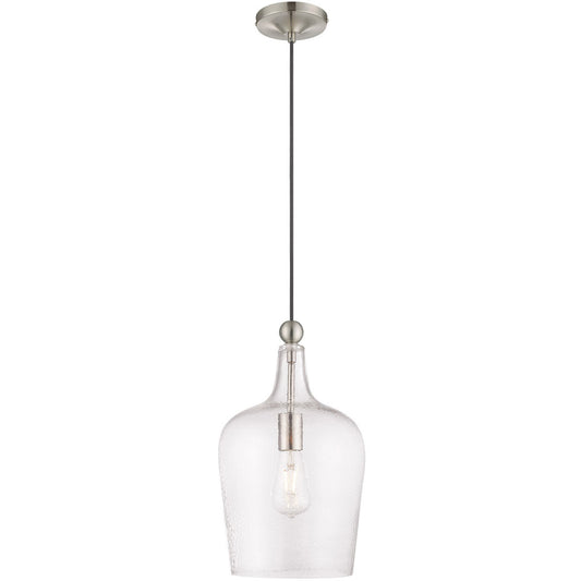 Livex Lighting Art Glass Mini Pendants Collection 1 Lt Brushed Nickel Mini Pendant in Brushed Nickel 41237-91