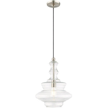 Livex Lighting Art Glass Mini Pendants Collection 1 Lt Brushed Nickel Mini Pendant in Brushed Nickel 41238-91