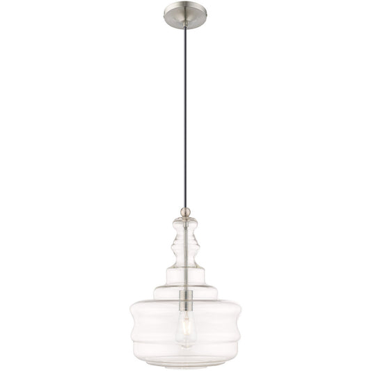 Livex Lighting Art Glass Mini Pendants Collection 1 Lt Brushed Nickel Mini Pendant in Brushed Nickel 41239-91