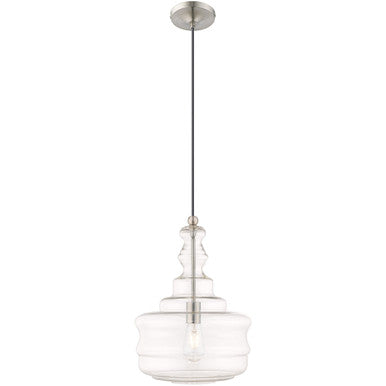 Livex Lighting Art Glass Mini Pendants Collection 1 Lt Brushed Nickel Mini Pendant in Brushed Nickel 41239-91