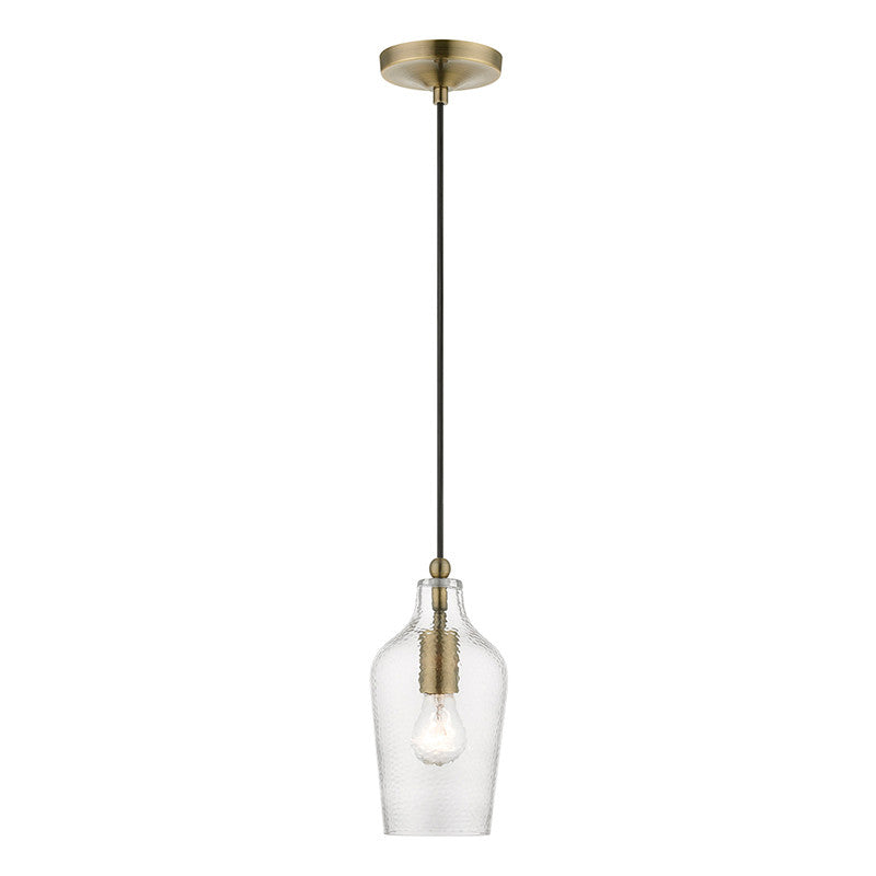 Livex Lighting Avery Collection  1 Light Antique Brass Mini Pendant in Antique Brass 41240-01