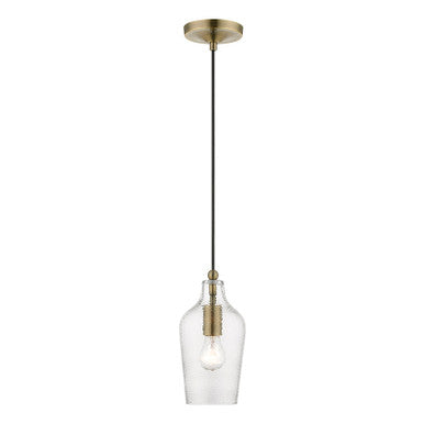 Livex Lighting Avery Collection  1 Light Antique Brass Mini Pendant in Antique Brass 41240-01