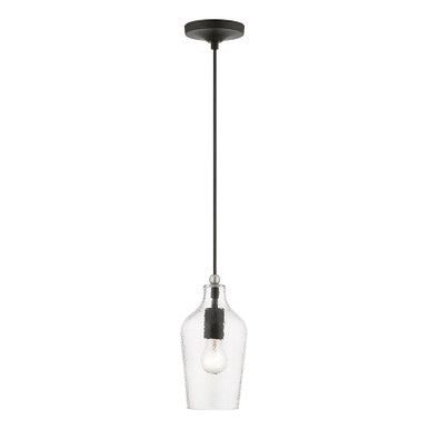 Livex Lighting Avery Collection  1 Light Black with Brushed Nickel Accent Mini Pendant in Black with Brushed Nickel Accent 41240-04