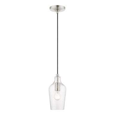 Livex Lighting Avery Collection  1 Light Brushed Nickel Mini Pendant in Brushed Nickel 41240-91