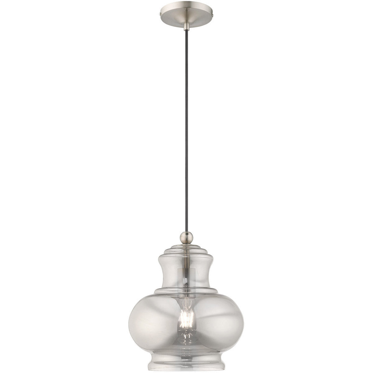 Livex Lighting Art Glass Mini Pendants Collection 1 Lt Brushed Nickel Mini Pendant in Brushed Nickel 41243-91