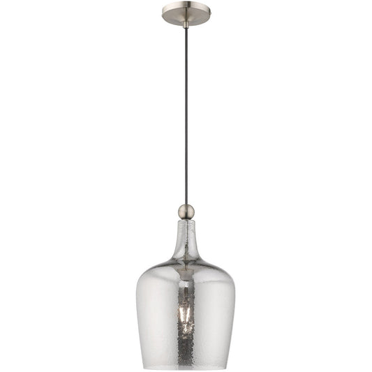 Livex Lighting Art Glass Mini Pendants Collection 1 Lt Brushed Nickel Mini Pendant in Brushed Nickel 41244-91