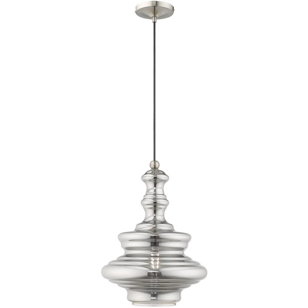 Livex Lighting Art Glass Mini Pendants Collection 1 Lt Brushed Nickel Mini Pendant in Brushed Nickel 41245-91