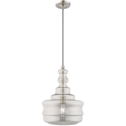 Livex Lighting Art Glass Mini Pendants Collection 1 Lt Brushed Nickel Mini Pendant in Brushed Nickel 41246-91