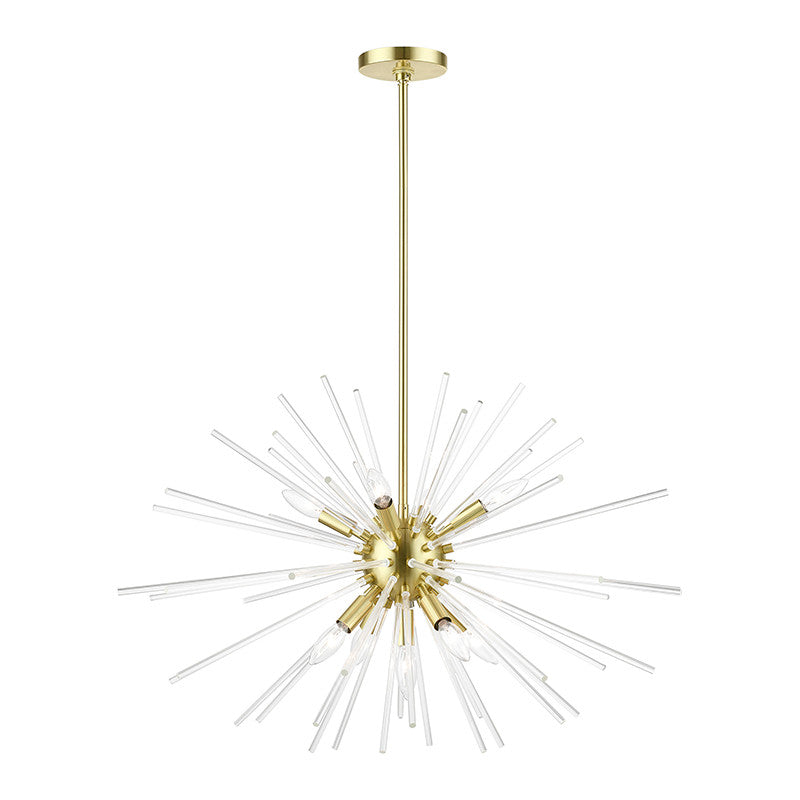 Livex Lighting Utopia Collection  9 Light Satin Brass Large Pendant Chandelier in Satin Brass 41255-12