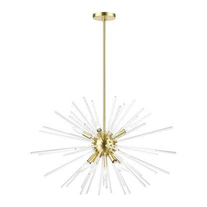 Livex Lighting Utopia Collection  9 Light Satin Brass Large Pendant Chandelier in Satin Brass 41255-12