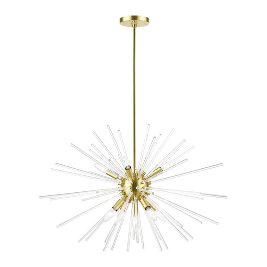 Livex Lighting Utopia Collection  9 Light Satin Brass Large Pendant Chandelier in Satin Brass 41255-12