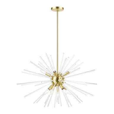 Livex Lighting Utopia Collection  9 Light Satin Brass Large Pendant Chandelier in Satin Brass 41255-12