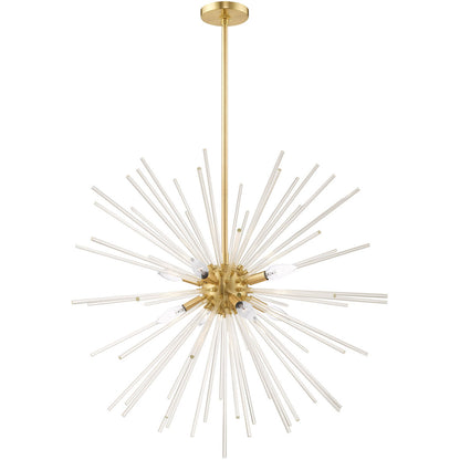 Livex Lighting Utopia Collection 8 Lt Satin Brass Pendant Chandelier in Satin Brass 41258-12