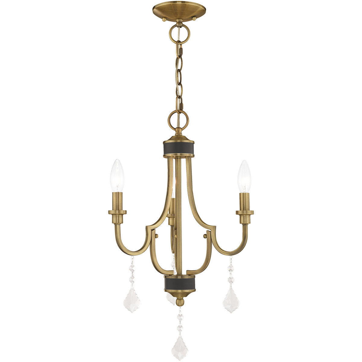 Livex Lighting Glendale Collection 3 Lt Antique Brass Mini Chandelier in Antique Brass 41273-01