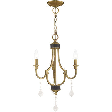 Livex Lighting Glendale Collection 3 Lt Antique Brass Mini Chandelier in Antique Brass 41273-01