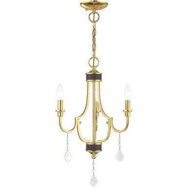 Livex Lighting Glendale Collection 3 Lt Polished Brass Mini Chandelier in Polished Brass 41273-02