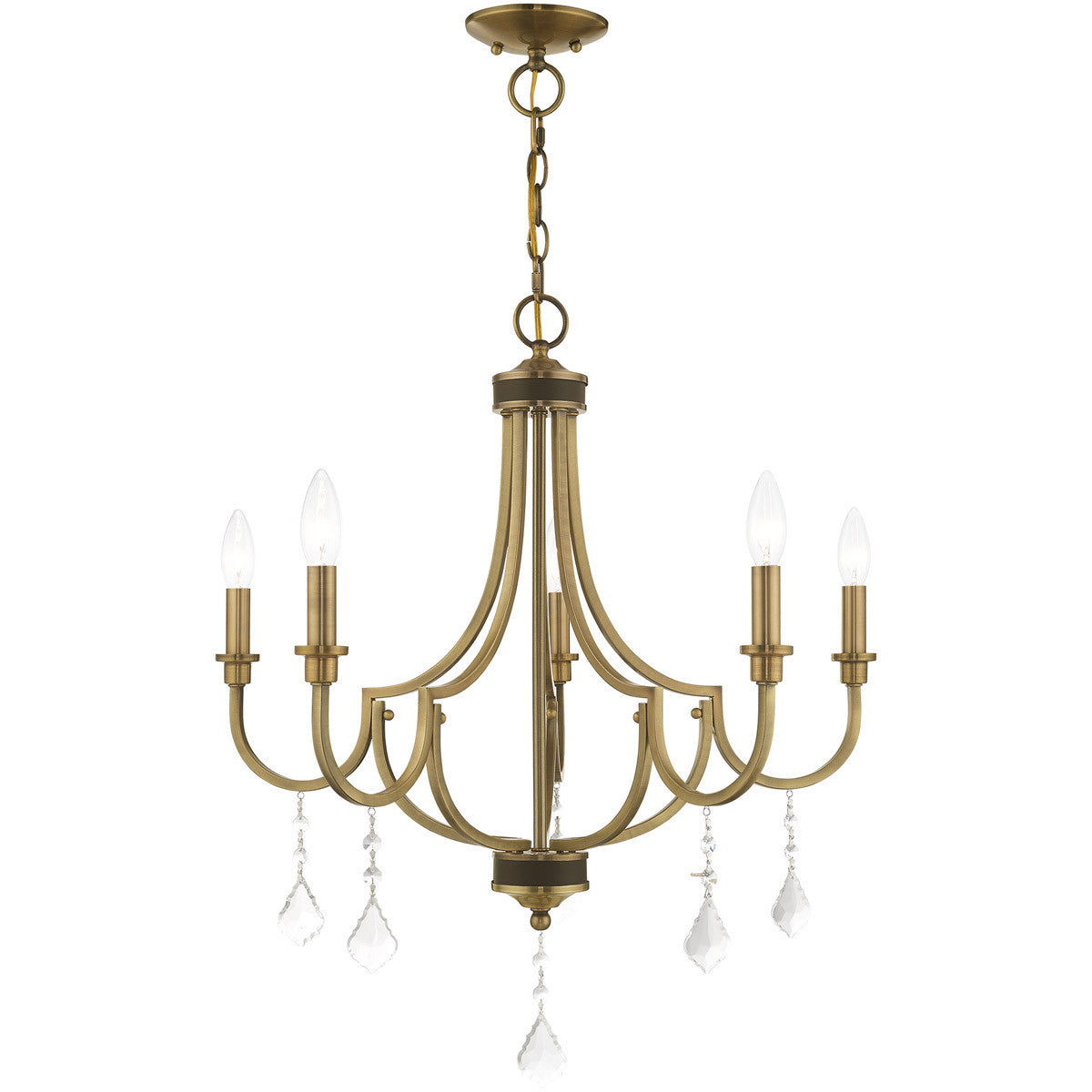 Livex Lighting Glendale Collection 5 Lt Antique Brass Chandelier in Antique Brass 41275-01