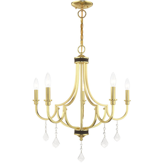 Livex Lighting Glendale Collection 5 Lt Polished Brass Chandelier in Polished Brass 41275-02