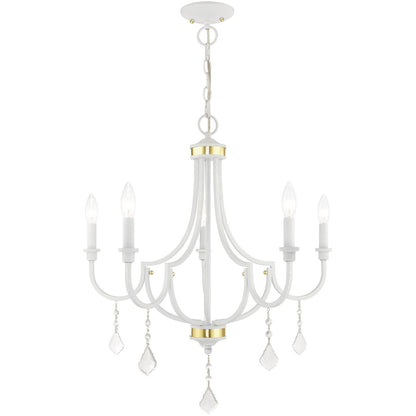 Livex Lighting Glendale Collection 5 Lt White Chandelier in White 41275-03