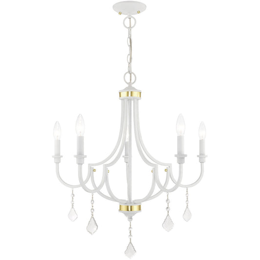 Livex Lighting Glendale Collection 5 Lt White Chandelier in White 41275-03