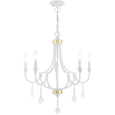 Livex Lighting Glendale Collection 5 Lt White Chandelier in White 41275-03