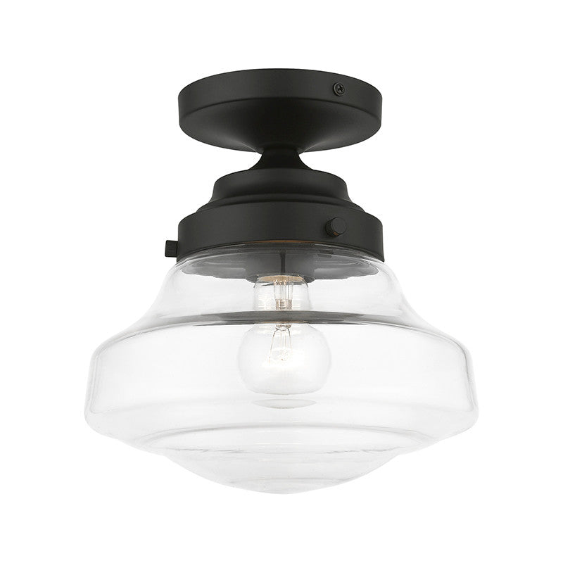 Livex Lighting Avondale Collection  1 Light Black Semi-Flush in Black 41291-04