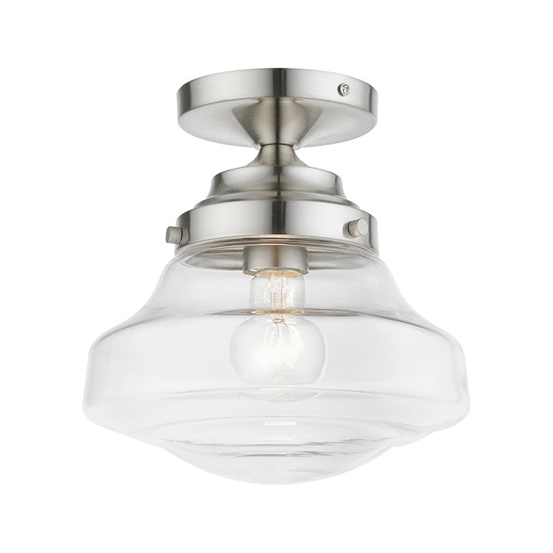 Livex Lighting Avondale Collection  1 Light Brushed Nickel Semi-Flush in Brushed Nickel 41291-91