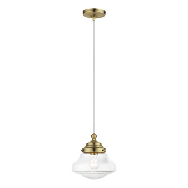 Livex Lighting Avondale Collection  1 Light Antique Brass Mini Pendant in Antique Brass 41293-01