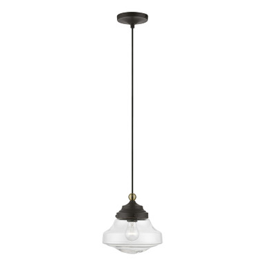 Livex Lighting Avondale Collection  1 Light Bronze with Antique Brass Accent Mini Pendant in Bronze with Antique Brass Accent 41293-07