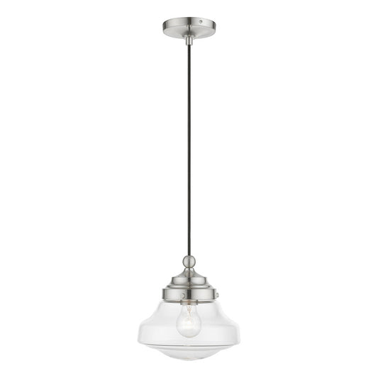 Livex Lighting Avondale Collection  1 Light Brushed Nickel Mini Pendant in Brushed Nickel 41293-91