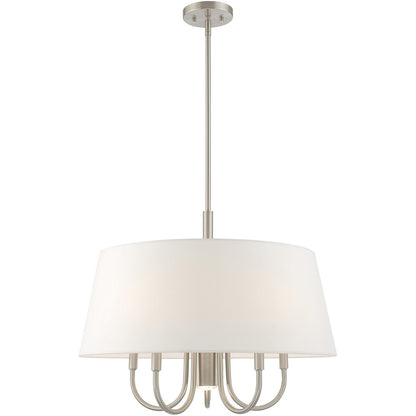 Livex Lighting Belclaire Collection 6 Lt Brushed Nickel Pendant Chandelier in Brushed Nickel 41315-91