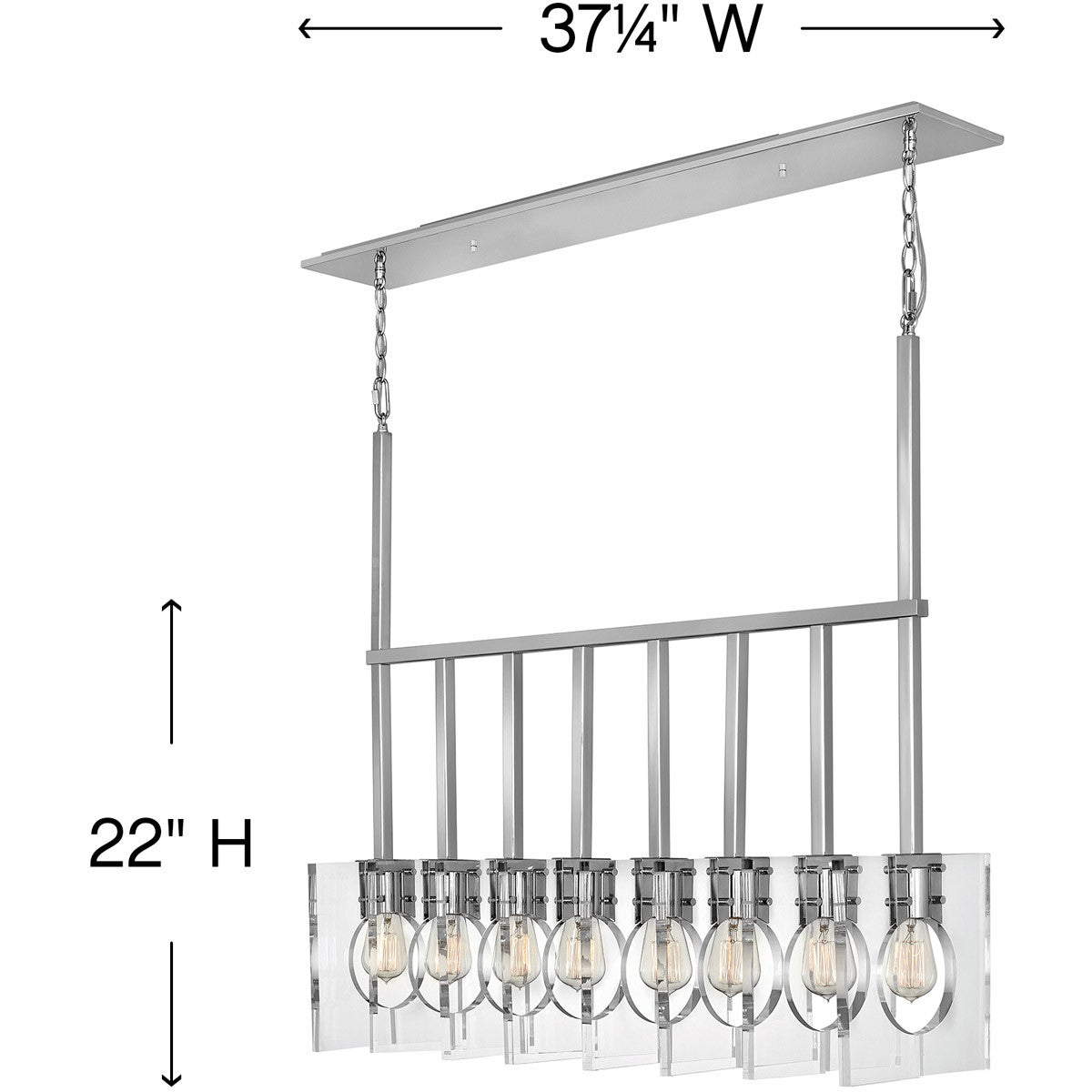 Hinkley Lighting Ludlow Eight Light Linear Polished Nickel 41315PNI