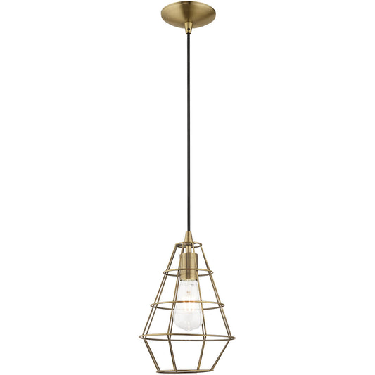 Livex Lighting Geometric Shade Mini Pendants Collection 1 Lt Antique Brass Mini Pendant in Antique Brass 41322-01