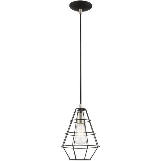 Livex Lighting Geometric Shade Mini Pendants Collection 1 Lt Black Mini Pendant in Black 41322-04