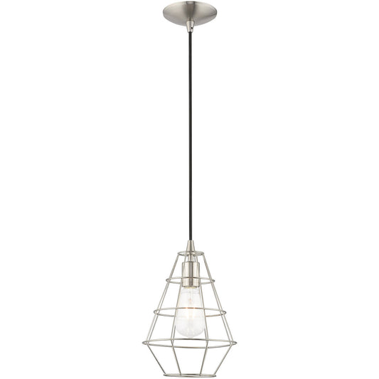 Livex Lighting Geometric Shade Mini Pendants Collection 1 Lt Brushed Nickel Mini Pendant in Brushed Nickel 41322-91