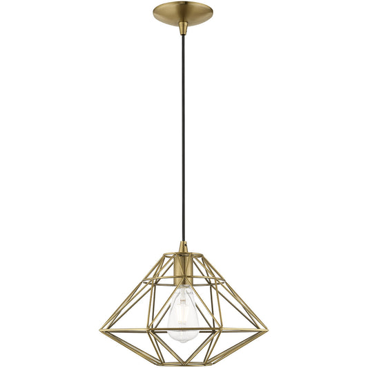 Livex Lighting Geometric Shade Mini Pendants Collection 1 Lt Antique Brass Mini Pendant in Antique Brass 41323-01