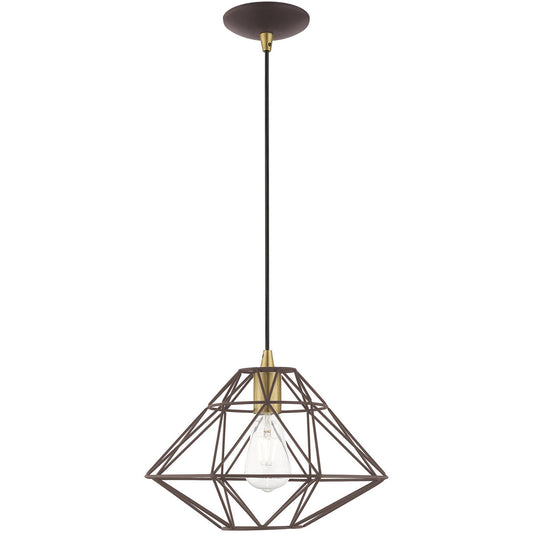 Livex Lighting Geometric Shade Mini Pendants Collection 1 Lt Bronze Mini Pendant in Bronze 41323-07